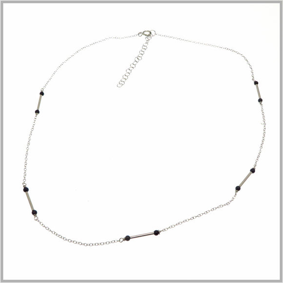 PS9.105 Silver & Black Enamel Necklace