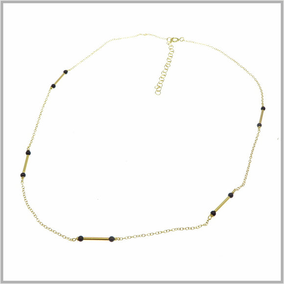 PS9.106 Black Enamel & Gold Plated Sterling Necklace