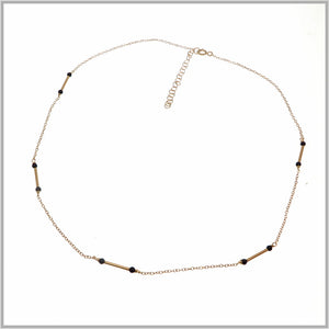 PS9.107 Black Enamel & Rose Gold Plated Silver Necklace