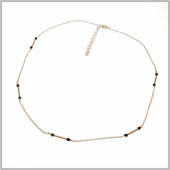 PS9.107 Black Enamel & Rose Gold Plated Silver Necklace