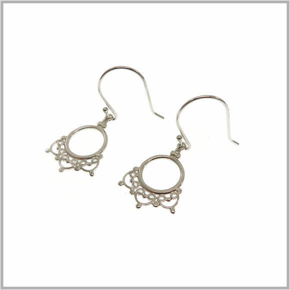 PS9.34 Ornate Silver Drop Earrings